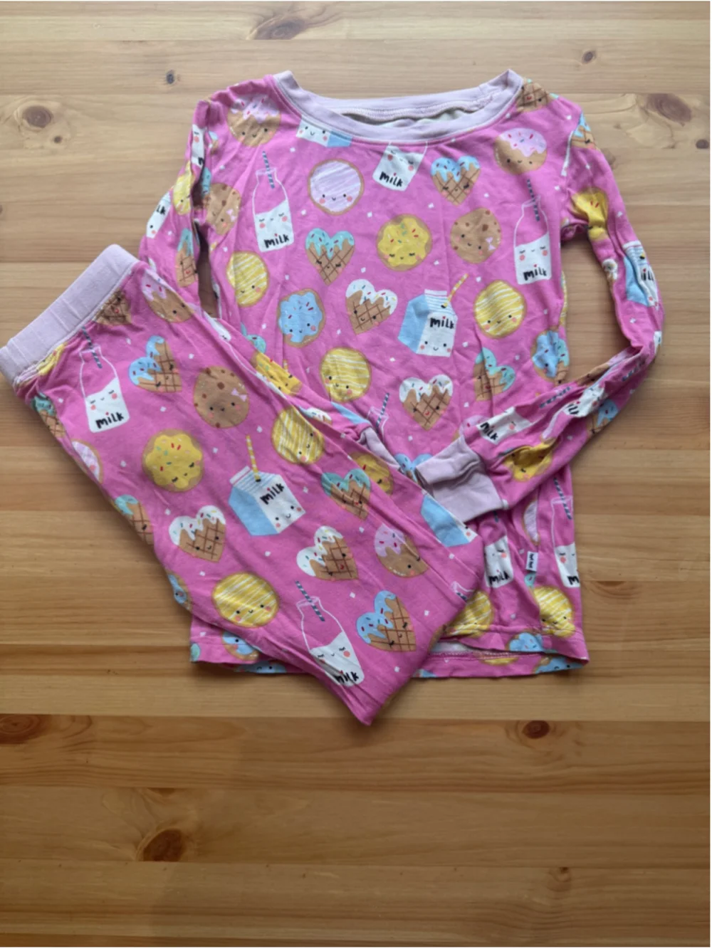 Pink Milk and Cookie Print Pajama Set